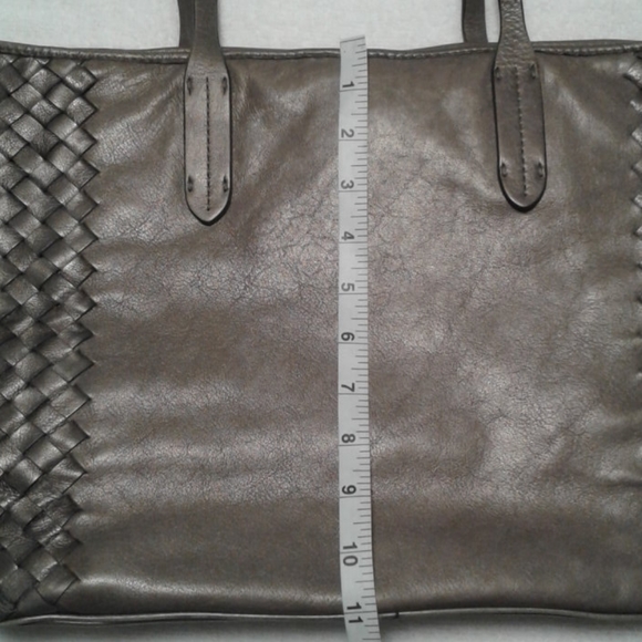 Cole Haan tote bag metallic leather braided detail - Picture 11 of 11